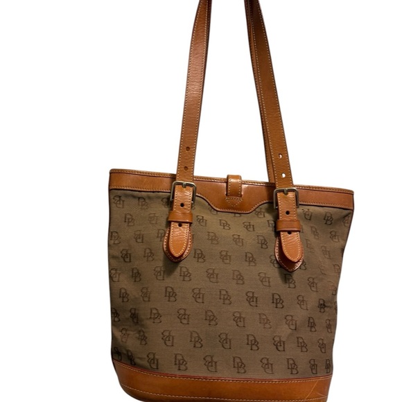 Dooney & Bourke Monogrammed Canvas/Leather Shoulder Bucket
Bag Brown/Tan - Picture 5 of 16